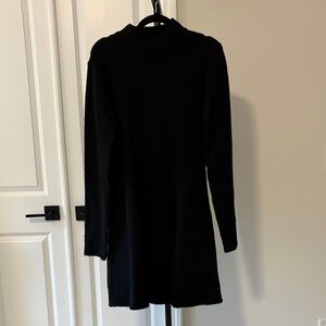 Kaii Black Long-Sleeve skater mini Knit Dress